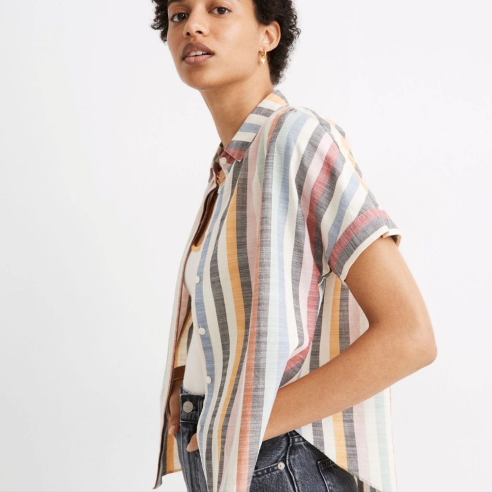 Madewell Hilltop Shirt in Rainbow Stripe - Picture 2 of 5